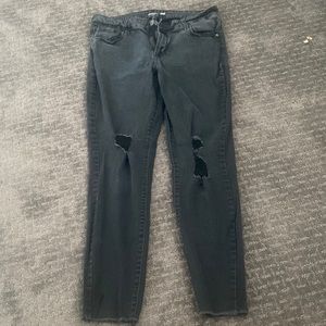 Black distressed super skinny ankle length jeans